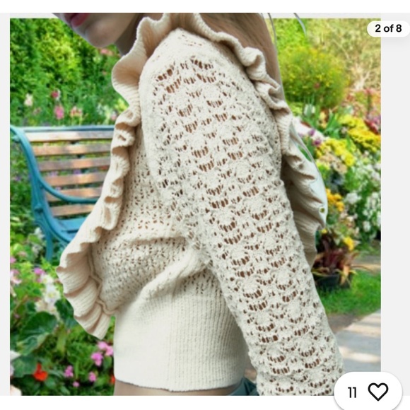 Zara Women’s NWT Ruffled knit Pearl Sweater - Picture 4 of 8